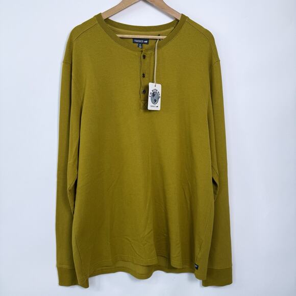 Toad&Co‎ Ponderosa Ribbed Henley Mens Size XL Mustard Yellow Gold Organic Cotton - Picture 1 of 6